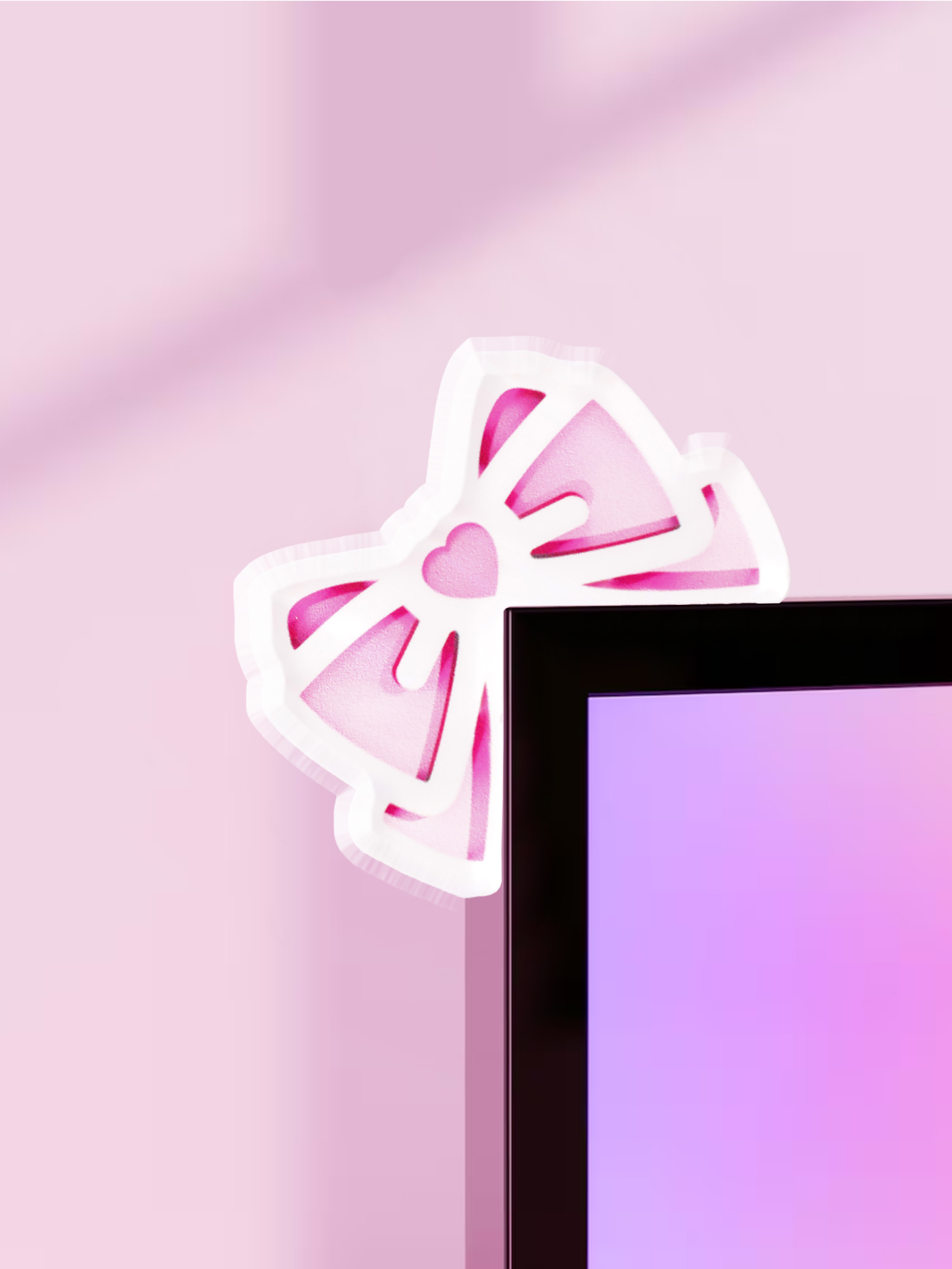 Kawaii Bow Monitor Decor Pink  - Office Technologies recension och pris